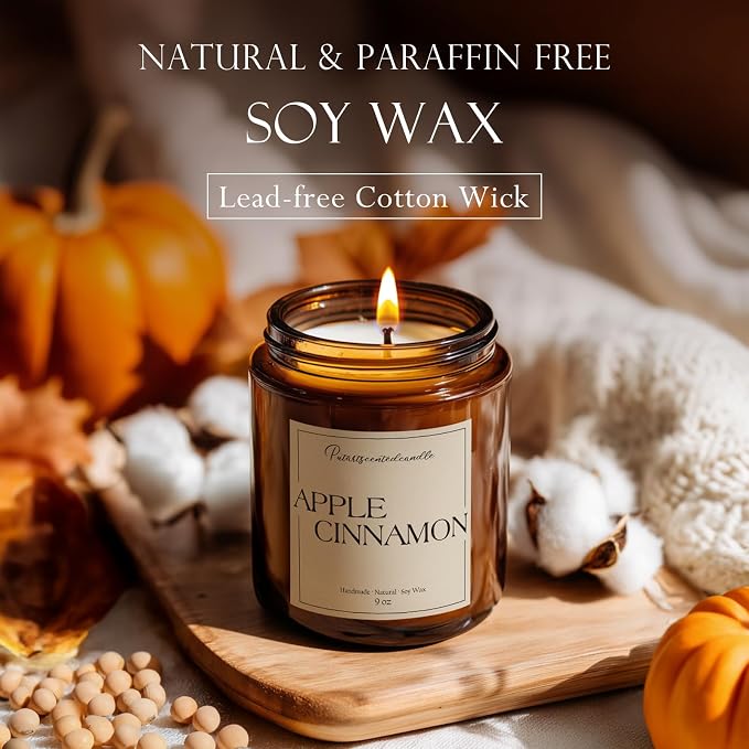 Cinnamon Apple Scented Candles for Home, Natural Soy Wax Aromatherapy Candle Gifts for Men & Women, alternate product view 4
