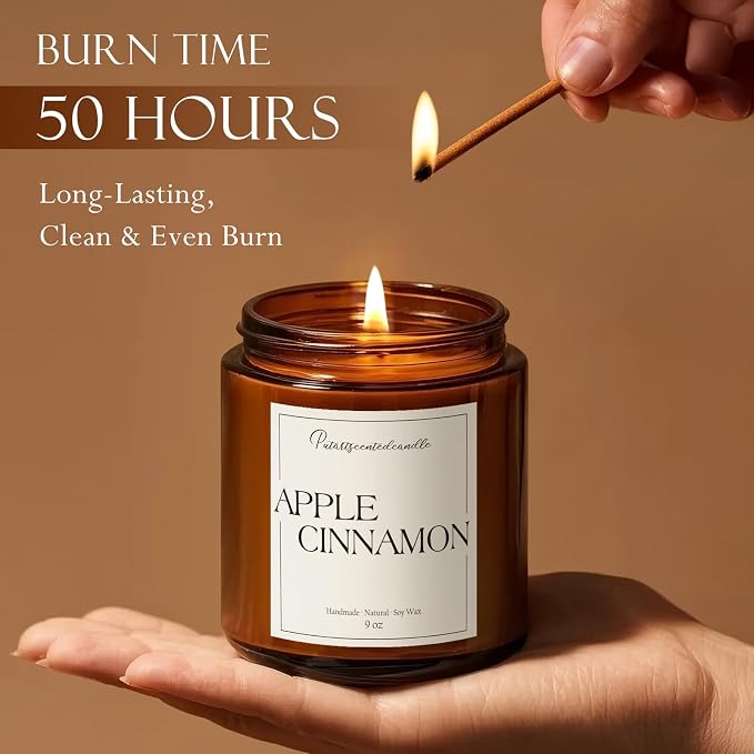 Cinnamon Apple Scented Candles for Home, Natural Soy Wax Aromatherapy Candle Gifts for Men & Women, alternate product view 5