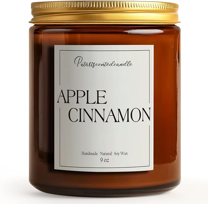 Cinnamon Apple Scented Candles for Home, Natural Soy Wax Aromatherapy Candle Gifts for Men & Women, alternate product view 8