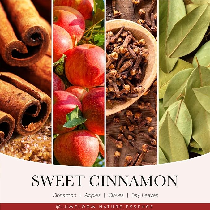 Cinnamon Candles, 14.5oz, Large 3-Wick Soy Wax Candles for Home Scented, Sweet Cinnamon, Apple, Clove Scent, Holiday Gifts