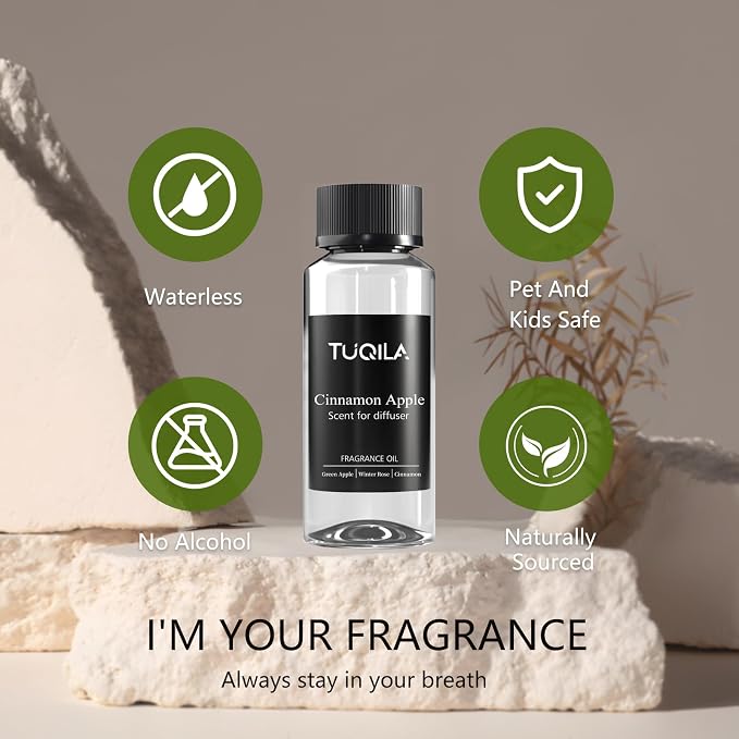 Cinnamon pple Essential Scent Oil - 120ML Waterless Diffuser Oil for Cold Air Diffusers, Luxury Home Fragrance Oils