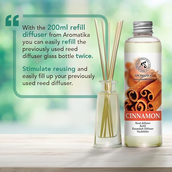 Cinnamon Reed Diffuser Refill with Natural Essential Cinnamon Oil 6.8 Fl Oz - Fresh & Long Lasting Fragrance, alternate