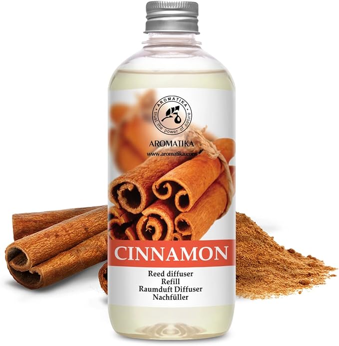 Cinnamon Reed Diffuser Refill with Natural Essential Cinnamon Oil 17 oz - Fresh & Long Lasting Fragrance - Best for
