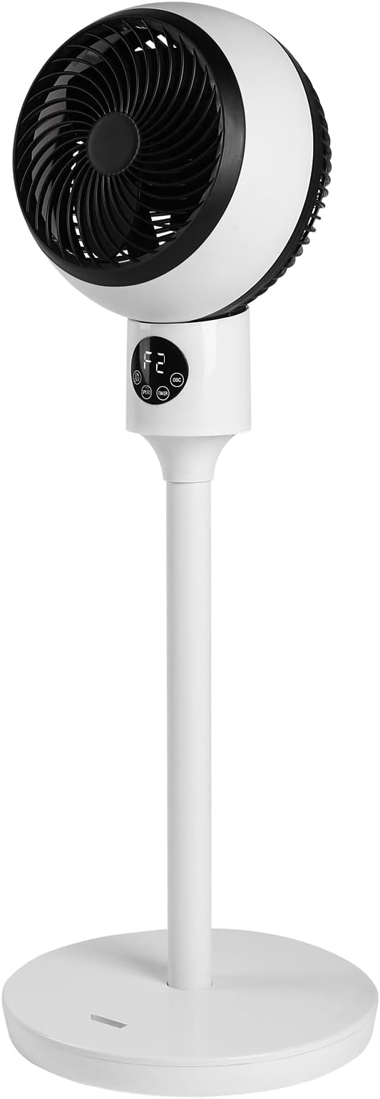 Circulating Stand Fan for Home Bedroom with Remote,Standing Fans Ocillation 70°,Pedestal Fan 3 Speeds,3 Modes,15Hour