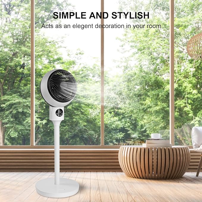 Circulating Stand Fan for Home Bedroom with Remote,Standing Fans Ocillation 70°,Pedestal Fan 3 Speeds,3 Modes,15Hour