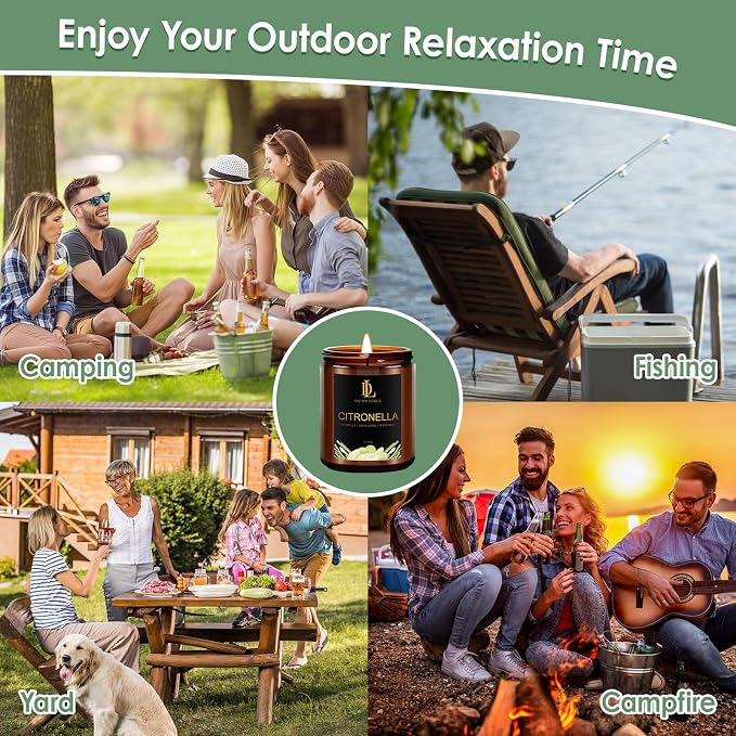 Citronella Candles Indoor Outdoor, Citronella Scented Candle, Natural Soy Wax Candle for Summer Outside Garden Camping