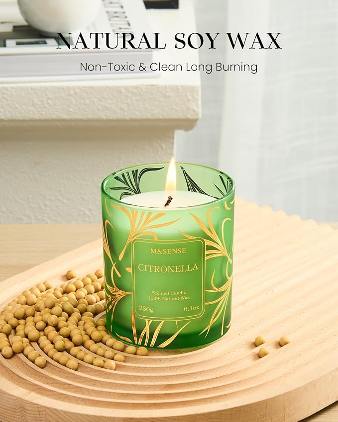 Citronella Candles Outdoor, 42 Hours Burn Natural Citronella Oil Soy Candle for Patio Camping, alternate product view 3