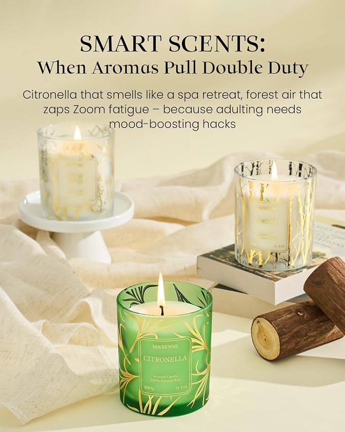 Citronella Candles Outdoor, 42 Hours Burn Natural Citronella Oil Soy Candle for Patio Camping, alternate product view 6