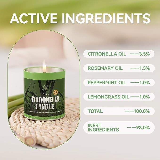 Citronella Candles Outdoor Set, 2 Pack Jar Candle for Patio Camping Backyard Picnic, Scented Candles Sets Gifts for Men