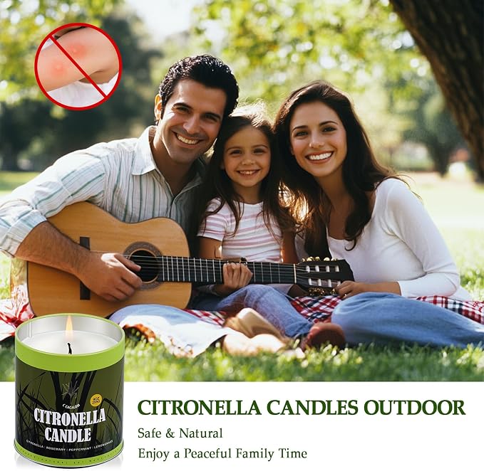 Citronella Candles Outdoor Set, 2 Pack Jar Candle for Patio Camping Backyard Picnic, Scented Candles Sets Gifts for Men