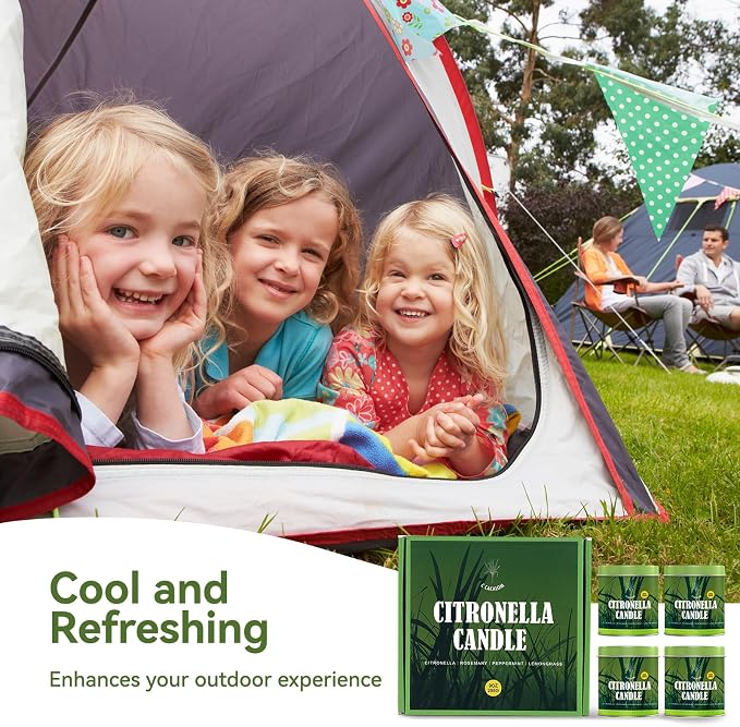 Citronella Candles Outdoor Set, 2 Pack Jar Candle for Patio Camping Backyard Picnic, Scented Candles Sets Gifts for Men