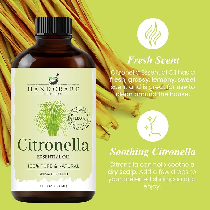 Citronella Essential Oil – 1 Fl Oz – 100% Pure and Natural – Premium Grade Essential Oil for Diffuser and Aromatherapy