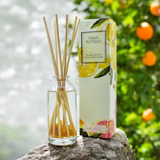 Citrus Bliss Mandarin Orange & Grapefruit Essential Oil Reed Diffuser w/Real Orange! | Fresh Home Fragrance, alternate
