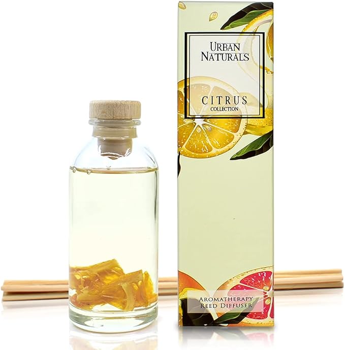Citrus Bliss Mandarin Orange & Grapefruit Essential Oil Reed Diffuser w/Real Orange! | Fresh Home Fragrance, alternate