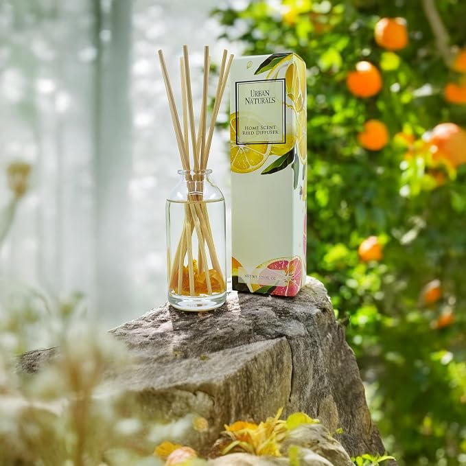 Citrus Bliss Mandarin Orange & Grapefruit Essential Oil Reed Diffuser w/Real Orange! | Fresh Home Fragrance, alternate