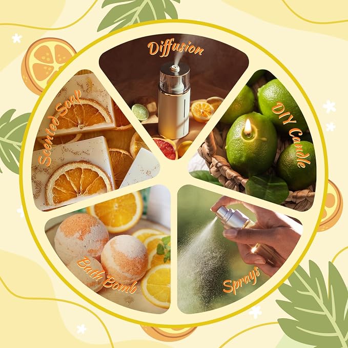 Citrus Essential Oils Set for Diffuser, Fragrance Oil | Sweet Orange, Bergamot, Lemon, Grapefruit, Mandarin Orange, alternate