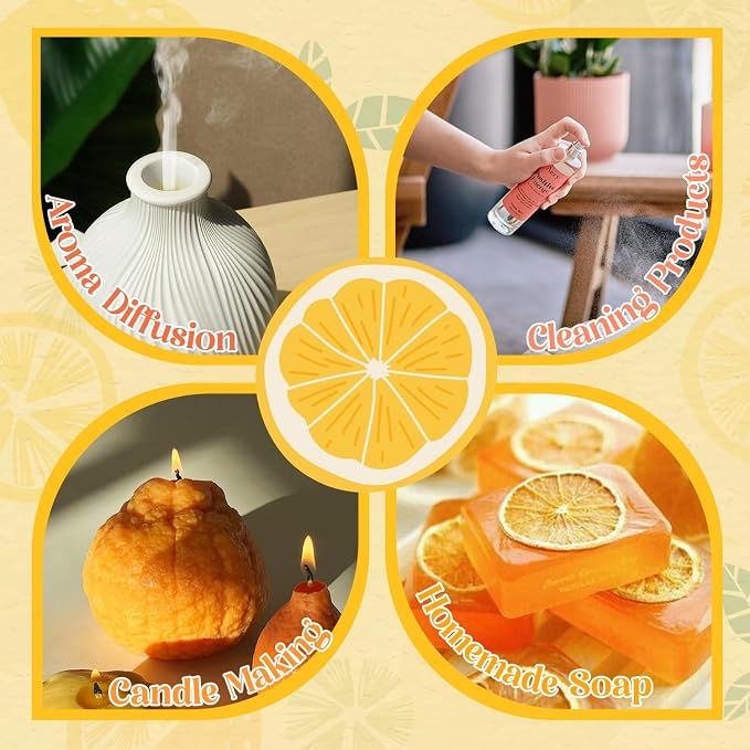 Citrus Essential Oils Set, Fresh Fruit Essential Oil for Diffuser, Grapefruit, Bergamot, Sweet Orange, Lemon, Lime