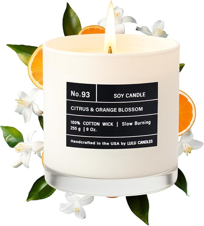 | Citrus & Orange Blossom | Luxury Scented Soy Jar Candle | Hand Poured in The USA | Highly Scented & Long, product image
