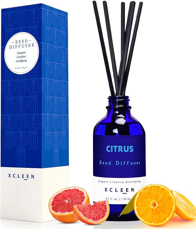 Citrus Scented Reed Diffuser, Orange, Lime & Lemon Oil Reed Diffuser, Real Citrus! Holiday Home Fragrance for Bathroom Office