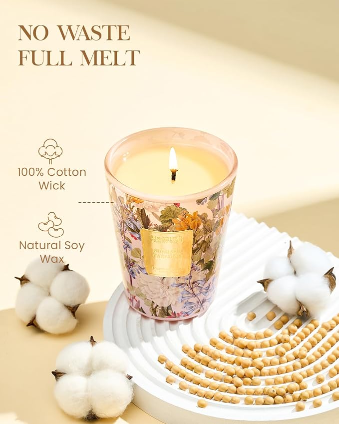 Citrus Water Flower Scented Candles, Soy Natural Wax Candles 14.1oz 60H Burn Time Long Lasting, Natural Aromatherapy Calm