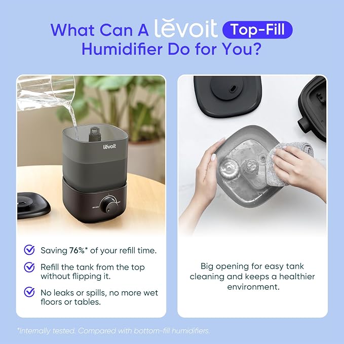 Classic 160 Top-Fill Ultrasonic Cool Mist Humidifier, Super Easy to Fill and Clean, alternate product view 3