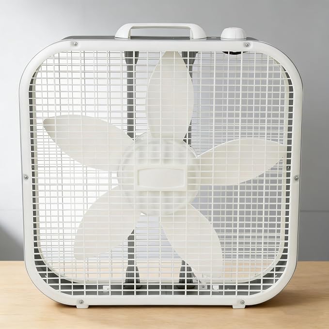 Classic 22.5-Inch Box Fan, 3-Speed Settings with Weather-Resistant Motor for Indoor and Outdoor Use, Quiet Operation, White
