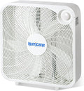 Classic Floor Mount Box Fan w/ 3 Quiet Speeds, White, 20" - Corded Portable Electric Air Cooling Unit w/ Powerful 2400 CFM