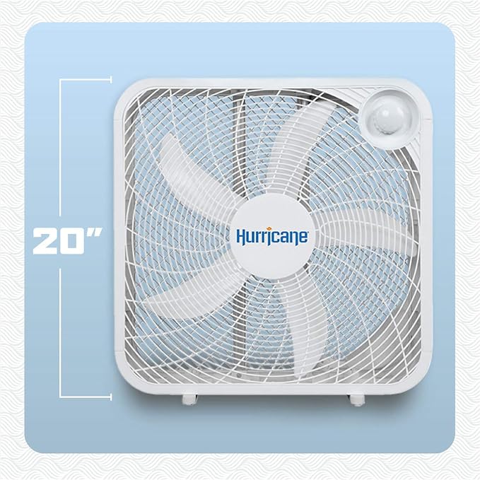 Classic Floor Mount Box Fan w/ 3 Quiet Speeds, White, 20" - Corded Portable Electric Air Cooling Unit w/ Powerful 2400 CFM