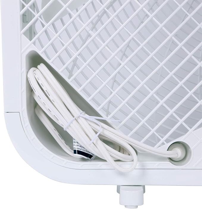 Classic Floor Mount Box Fan w/ 3 Quiet Speeds, White, 20" - Corded Portable Electric Air Cooling Unit w/ Powerful 2400 CFM