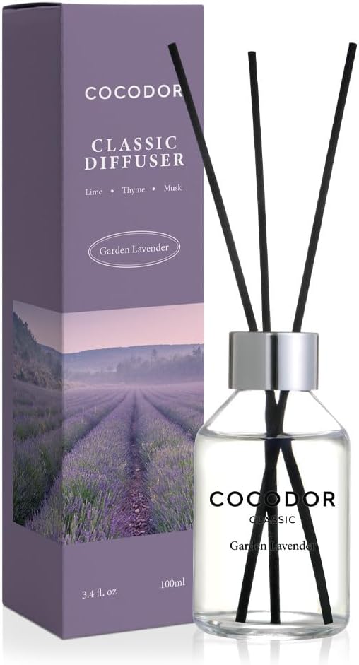Classic Reed Diffuser/Garden Lavender/3.4oz(100ml)/1 Pack/Fragrance Scent Essential Oil Stick Diffuser Set for Bedroom