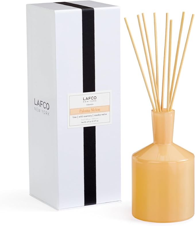 Classic Reed Diffuser, Paloma Melon - 6 oz - Up to 3 Months Fragrance Life - Reusable Glass Vessel - Natural Wood Reeds