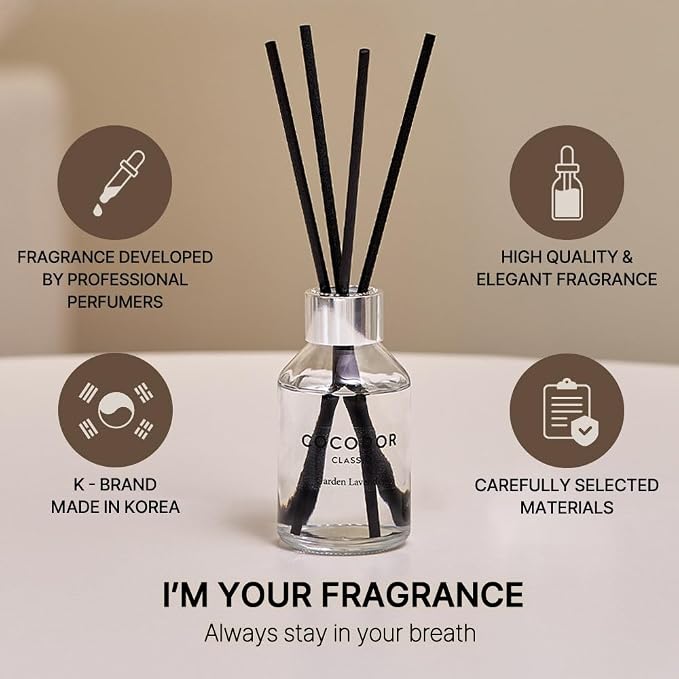 Classic Reed Diffuser/White Jasmine/3.4oz(100ml)/1 Pack/Fragrance Scent Essential Oil with Stick Diffuser Set for Home