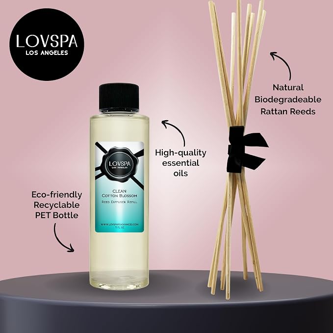 Clean Cotton Blossom Diffuser Oil - Luxury Essential Oils for Diffuser Refill & Air Freshener Room Spray, alternate product