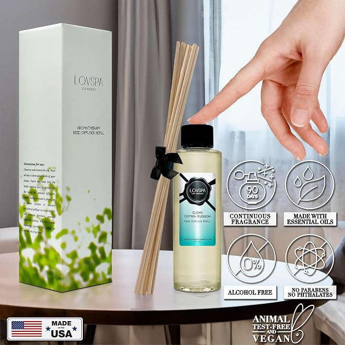 Clean Cotton Blossom Diffuser Oil - Luxury Essential Oils for Diffuser Refill & Air Freshener Room Spray, alternate product