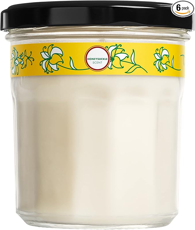 CLEAN DAY Soy Aromatherapy Candle,35 Hour Burn Time,Made with Soy Wax and Essential Oils,Honeysuckle,7.2 Oz,(Pack of 6)