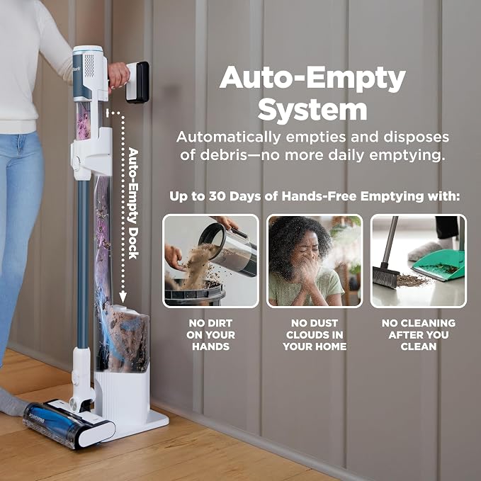 Clean & Empty Cordless Stick Vacuum – Lightweight Cordless Vacuum with Auto-Empty System, HEPA Filter, Portable