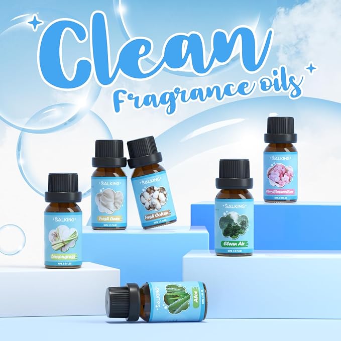 Clean Fragrance Oils, Premium Essential Oil for Diffuser, Scented Oil Gift Set for Soap Candle Making - Lemongrass, Fresh