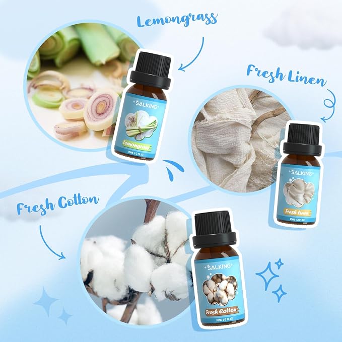 Clean Fragrance Oils, Premium Essential Oil for Diffuser, Scented Oil Gift Set for Soap Candle Making - Lemongrass, Fresh