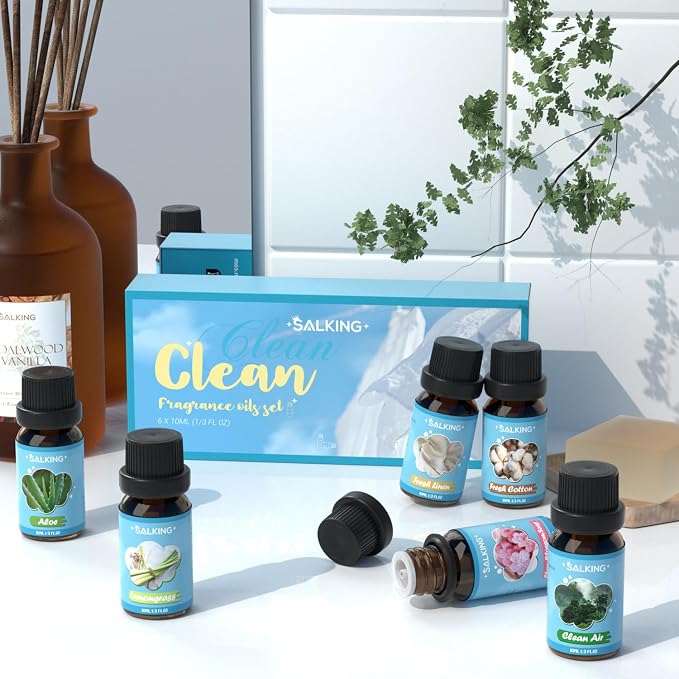 Clean Fragrance Oils, Premium Essential Oil for Diffuser, Scented Oil Gift Set for Soap Candle Making - Lemongrass, Fresh
