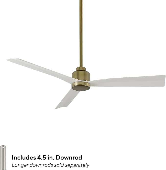 Clean Indoor and Outdoor 3-Blade Smart Ceiling Fan 54in Satin Brass Matte White with Remote Control, alternate product view 2
