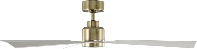 Clean Indoor and Outdoor 3-Blade Smart Ceiling Fan 54in Satin Brass Matte White with Remote Control, alternate product view 6