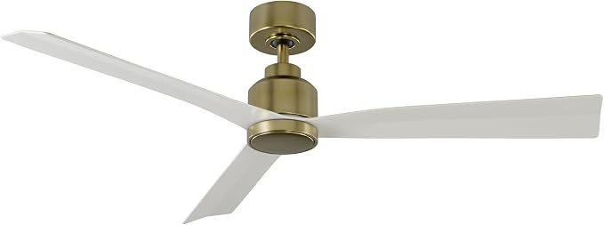 Clean Indoor and Outdoor 3-Blade Smart Ceiling Fan 54in Satin Brass Matte White with Remote Control, alternate product view 8