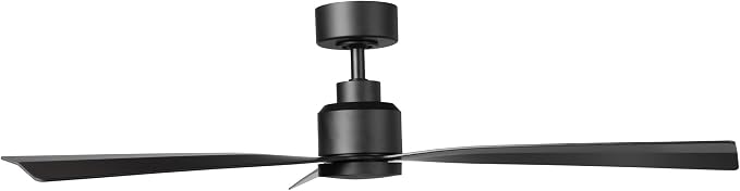 Clean Indoor/Outdoor 3-Blade Smart Compatible Ceiling Fan 52in Matte Black with Remote Control and Wall Cradle. Works with