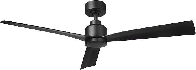 Clean Indoor/Outdoor 3-Blade Smart Compatible Ceiling Fan 52in Matte Black with Remote Control and Wall Cradle. Works with