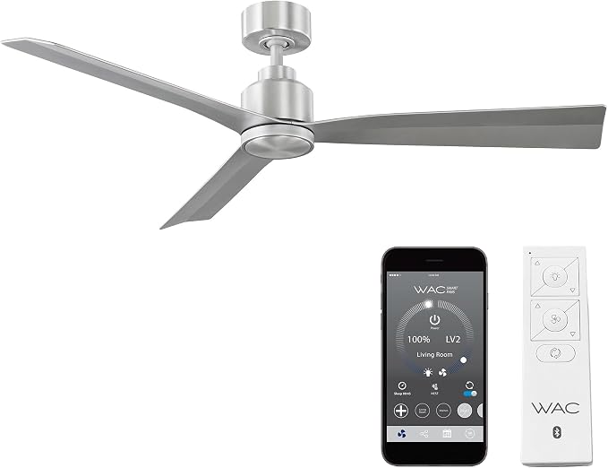 Clean Indoor/Outdoor 3-Blade Smart Compatible Ceiling Fan 52in Brushed Aluminum with Remote Control and Wall Cradle. Works