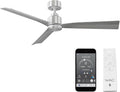 Clean Indoor/Outdoor 3-Blade Smart Compatible Ceiling Fan 52in Brushed Aluminum with Remote Control and Wall Cradle. Works