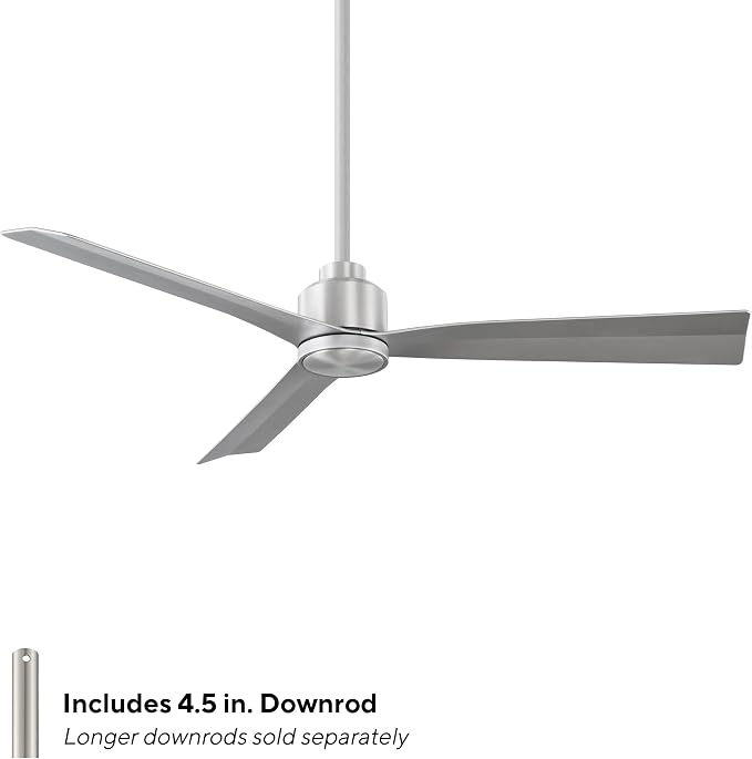 Clean Indoor/Outdoor 3-Blade Smart Compatible Ceiling Fan 52in Brushed Aluminum with Remote Control and Wall Cradle. Works