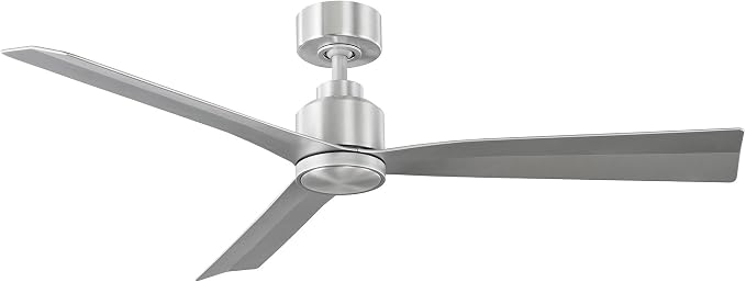 Clean Indoor/Outdoor 3-Blade Smart Compatible Ceiling Fan 52in Brushed Aluminum with Remote Control and Wall Cradle. Works