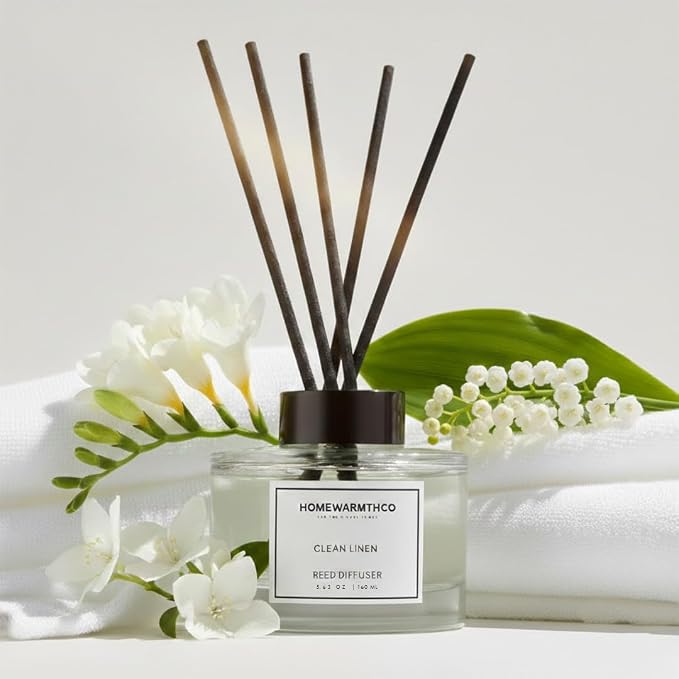 Clean Linen Reed Diffuser Set - Luxury Fragrance Reed Diffusers for Home, Office & Bathroom Décor, alternate product view 4