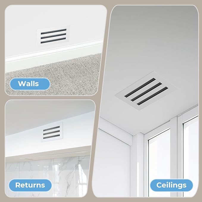 Clean Modern AC Vent Cover 14 x 8 (Duct Opening Cutout) - Decorative White Air Vent - Standard Linear Slot, alternate view 8